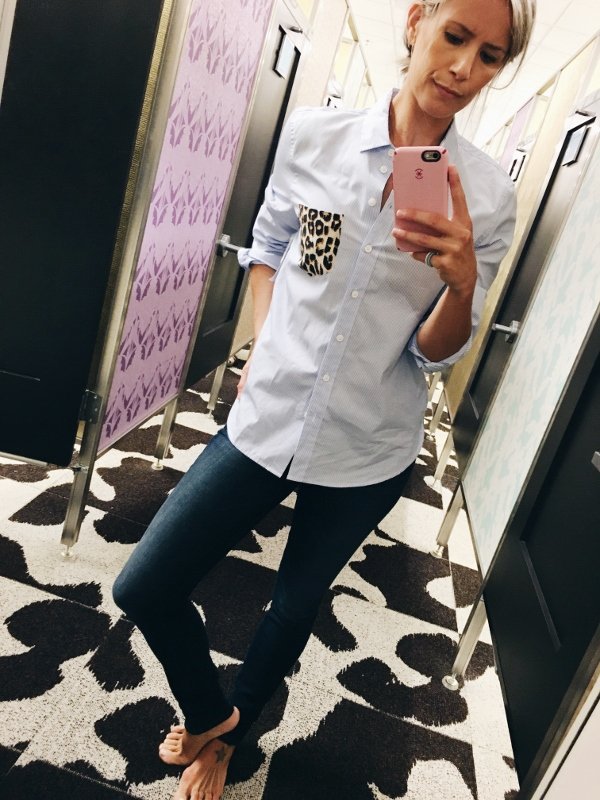 Dressing room diaries, button down shirt and denim