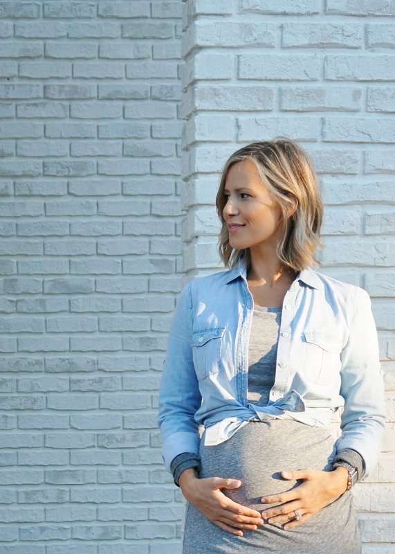 T shirt dress, chambray shirt