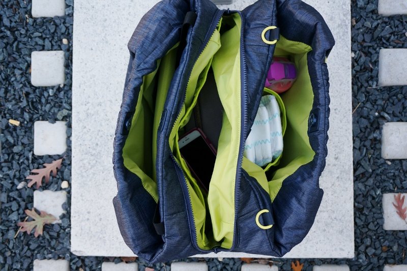 Sweater, scarf, denim, booties, HAAP diaper bags