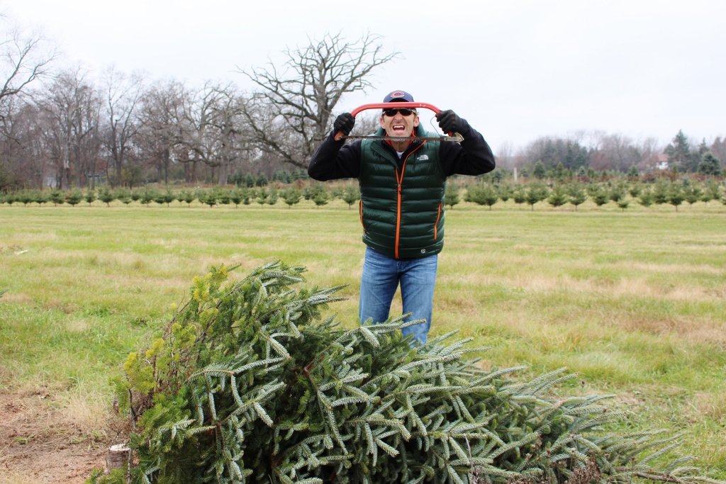 Christmas tree farm with kids