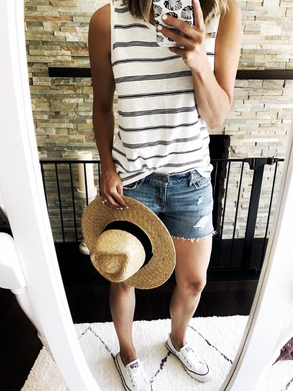 Labor Day Sales, striped tank and denim