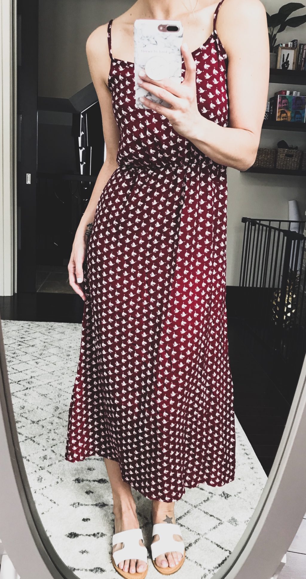 Shein review, floral maxi and sandals