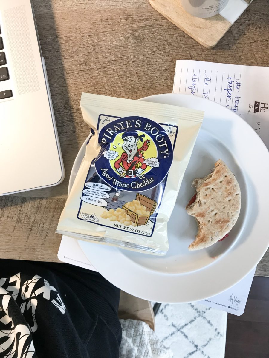 3 day food diary--pb&j and Pirate's Booty