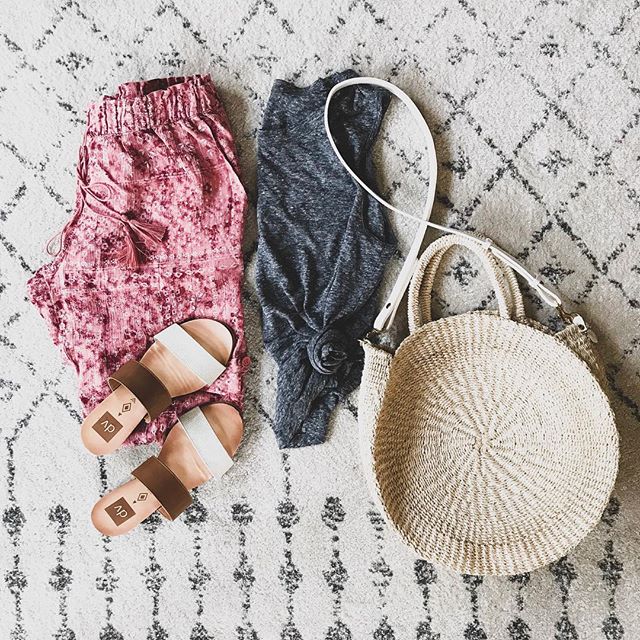 Pants, tank, sandals, dupe