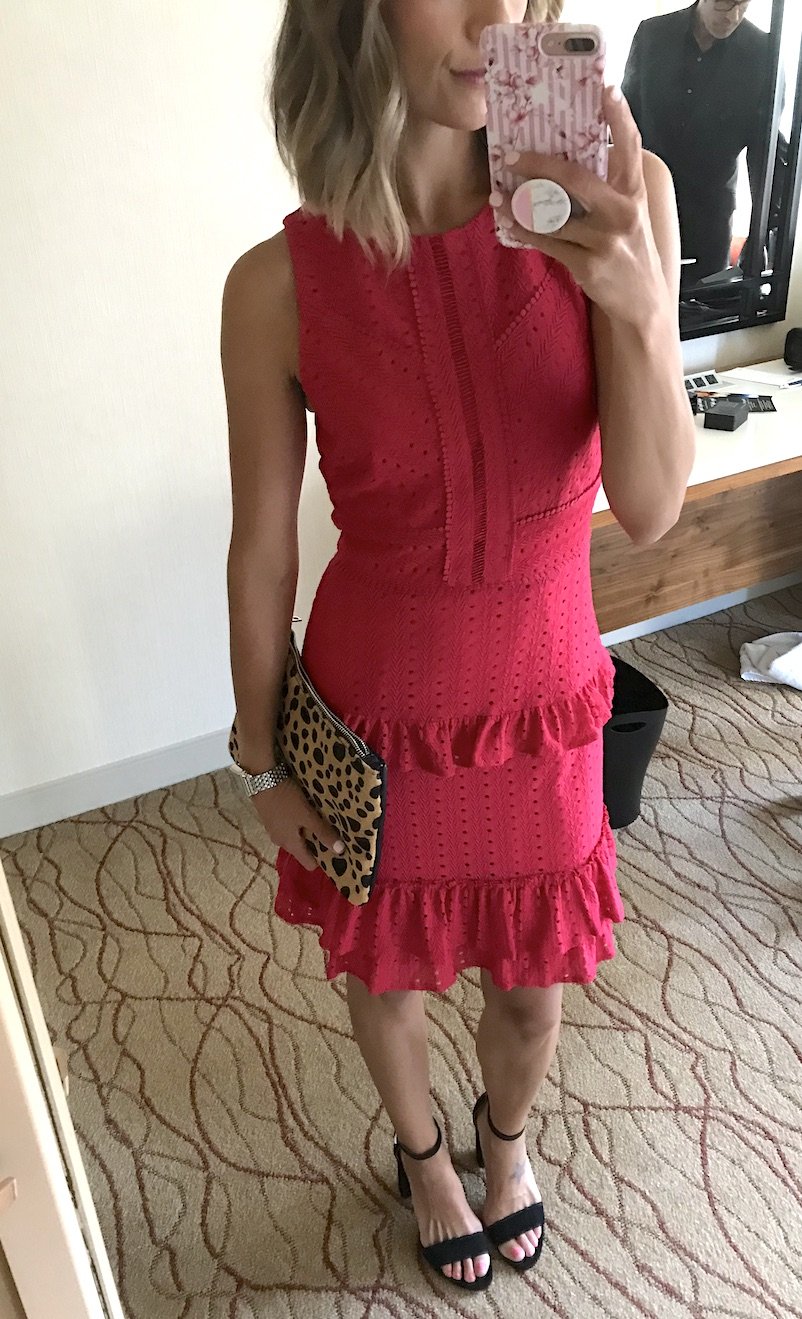 #ootd round up, pink dress, leopard clutch and heels