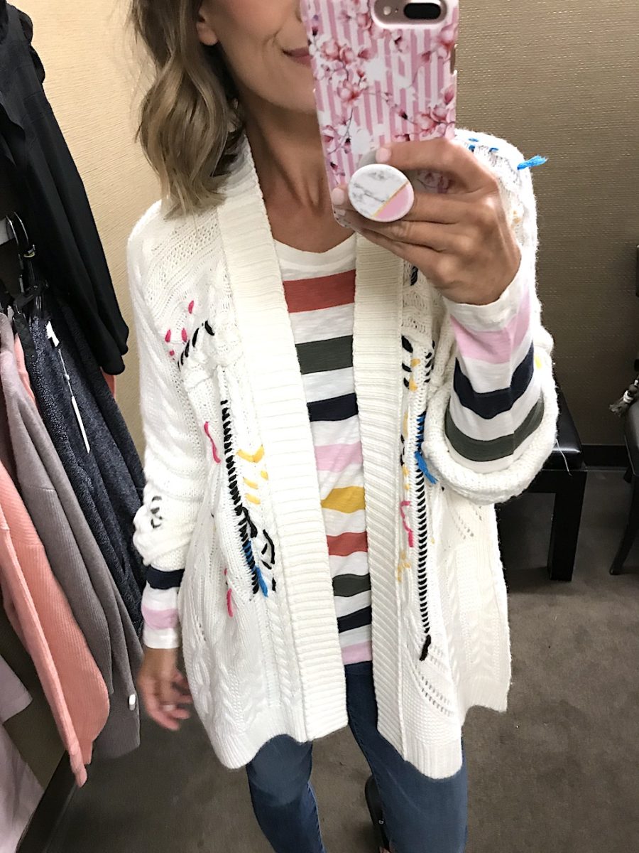 Striped tee and cardigan