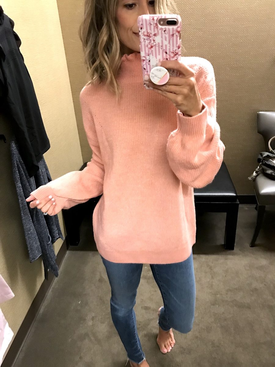 Ruffle sweater and denim