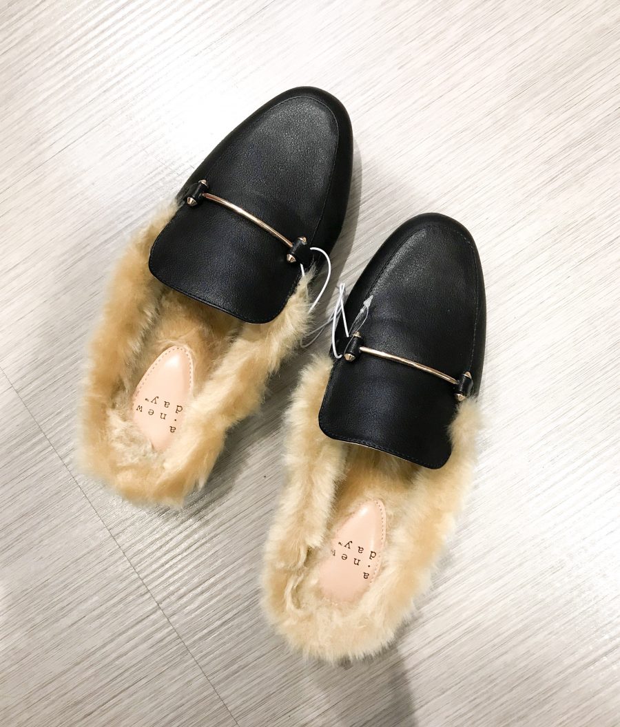 faux fur slides