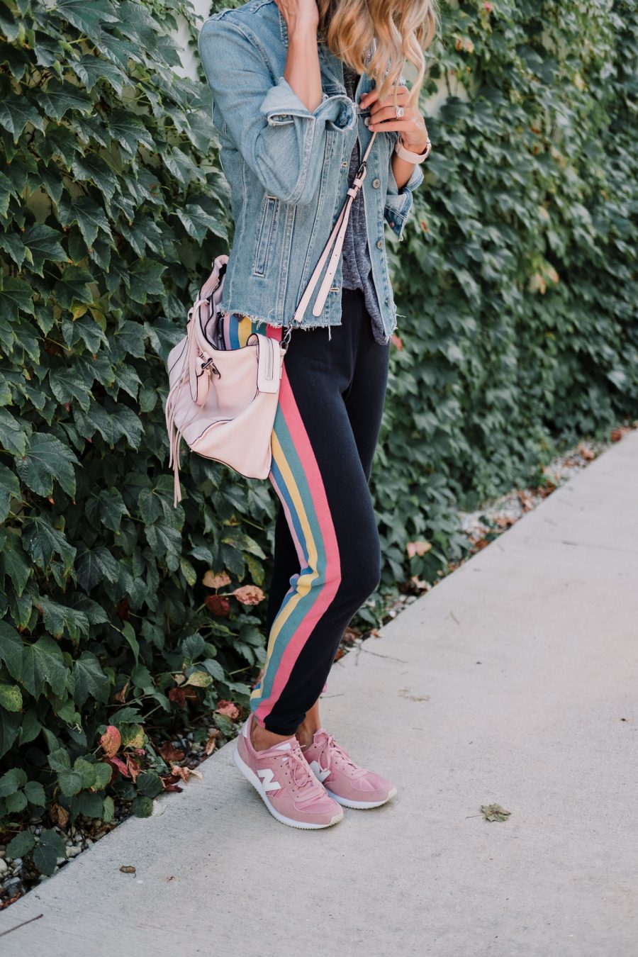 Wildfox sweatpants, distressed denim, tank, sneakers