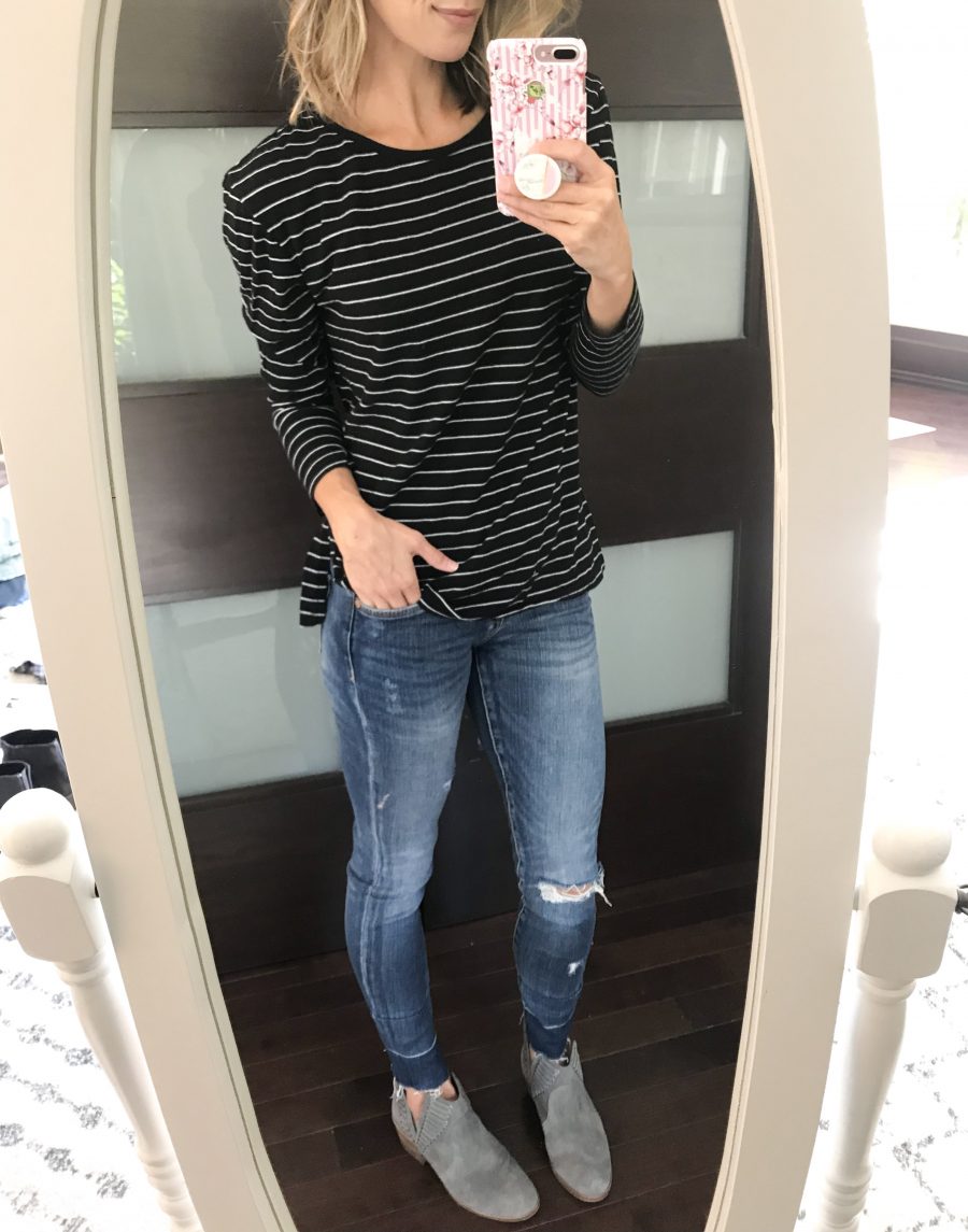 $20 striped long sleeve tee
