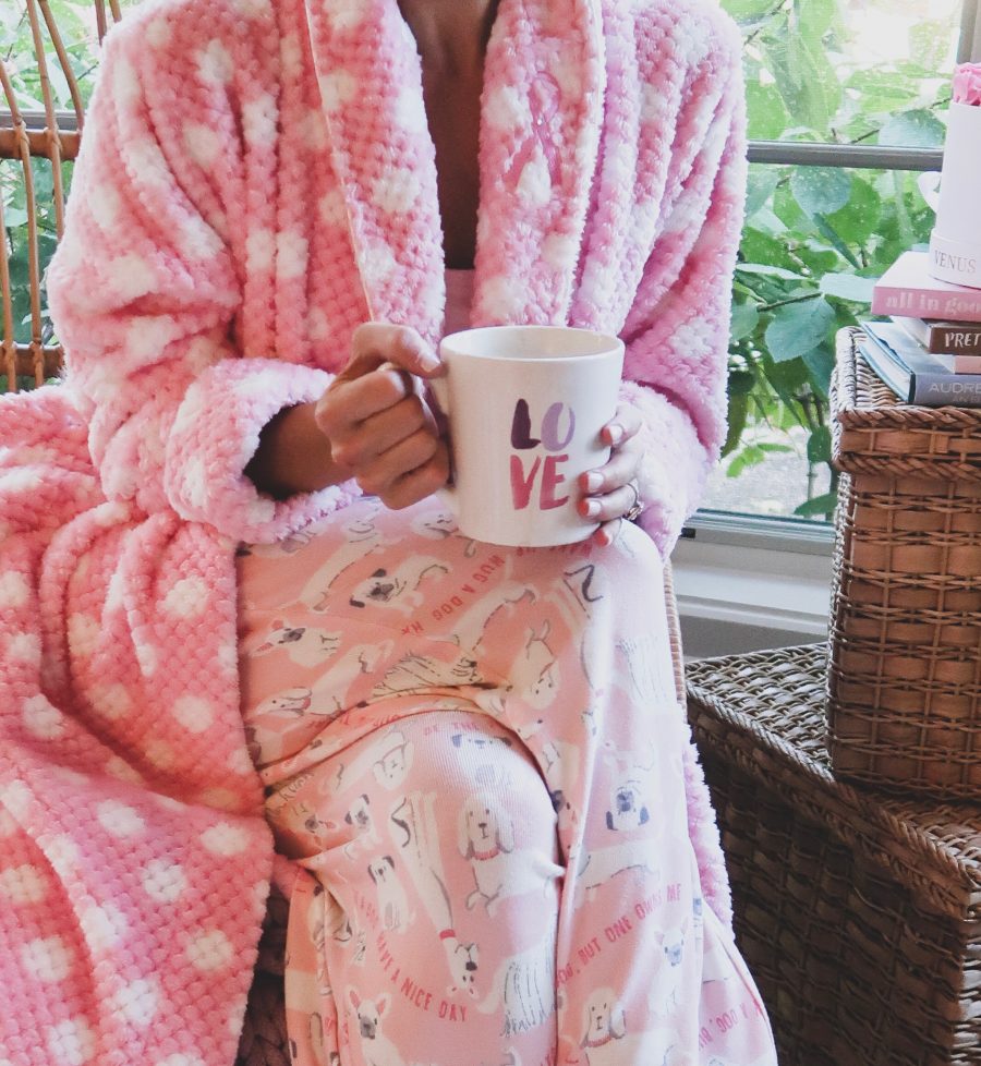 Pink robe, pink October, celebrating strong women