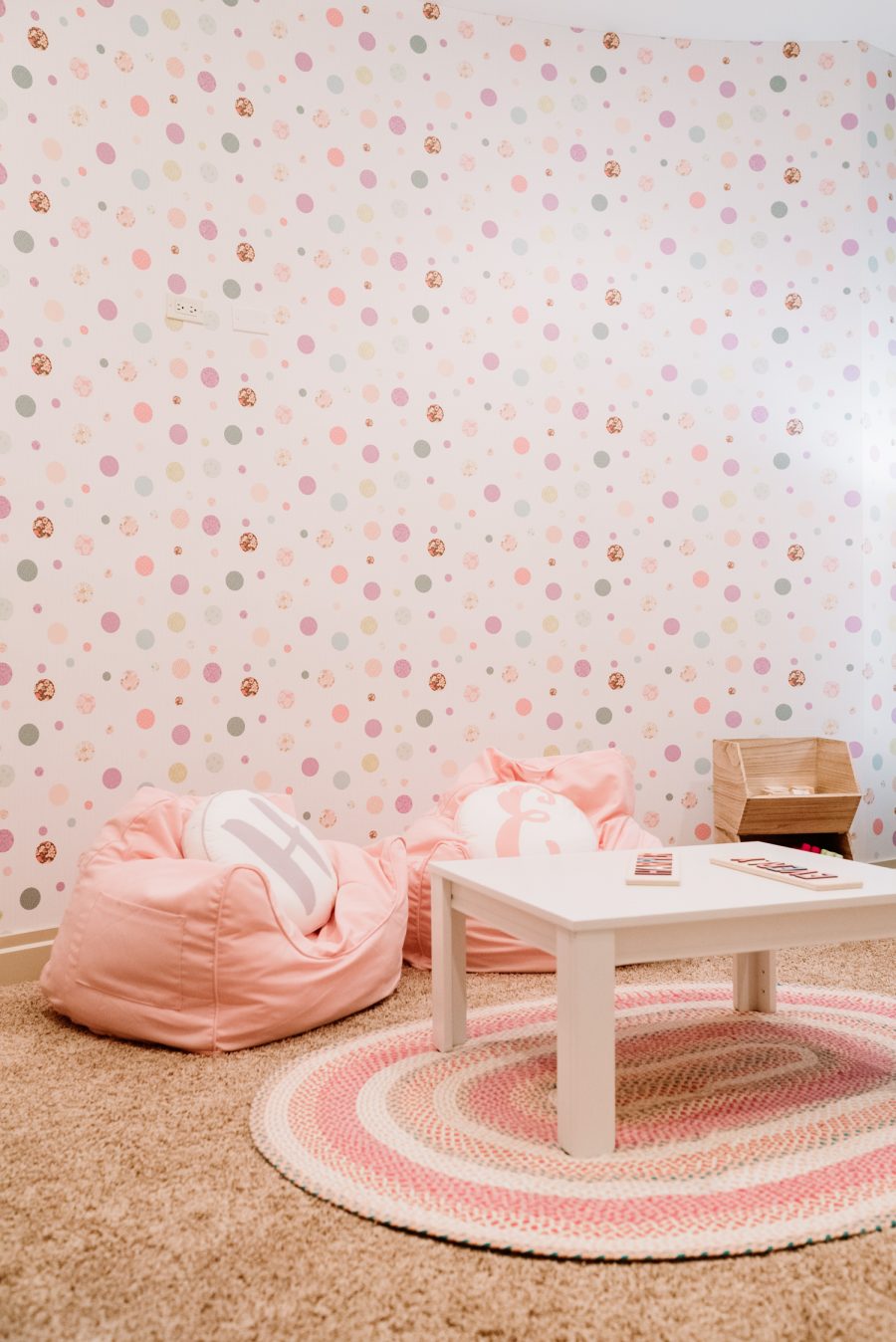 Playroom reveal, vibrant wall paper