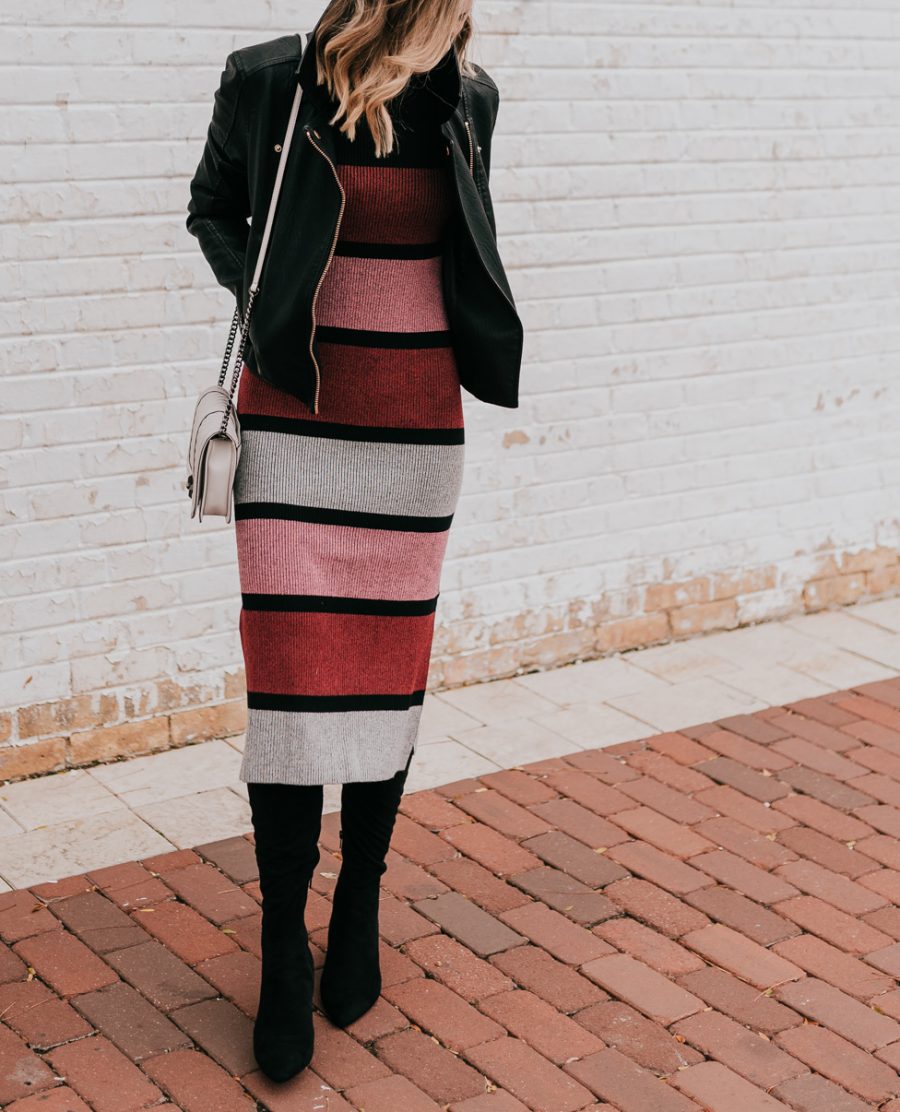 Striped dress: moto chic
