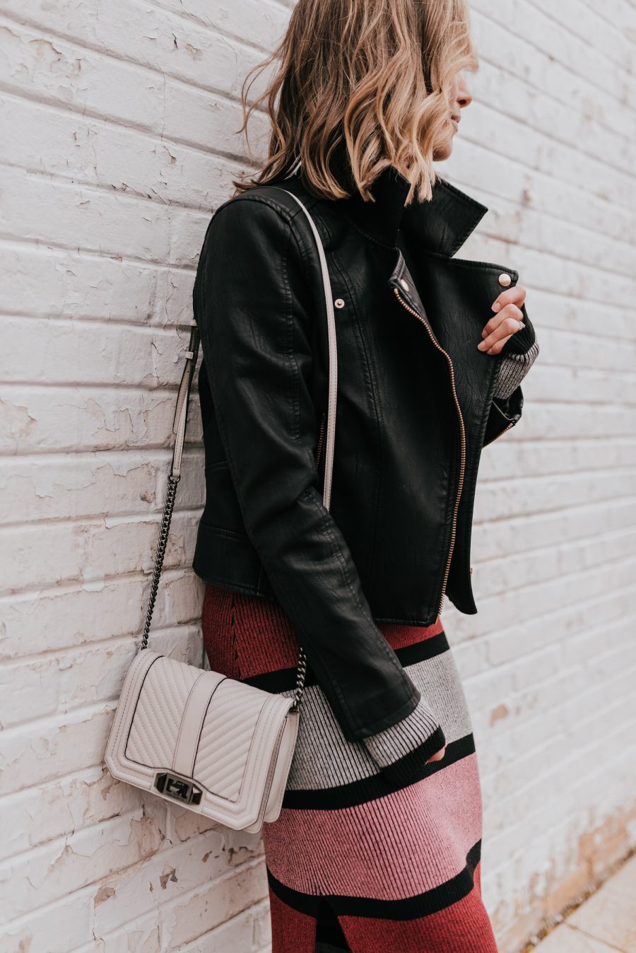 Striped dress: moto chic
