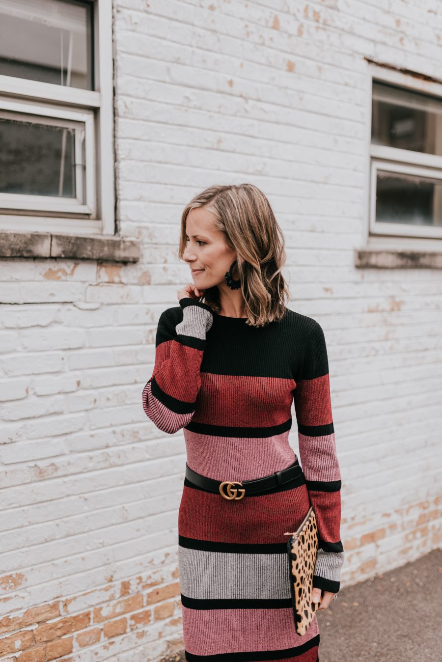 Striped dress: holiday party
