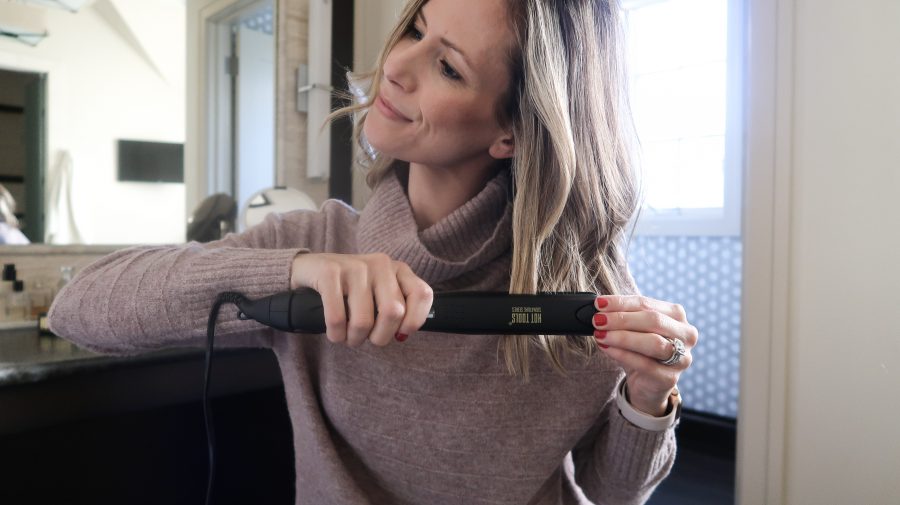 Hot tools flat iron, loose waves