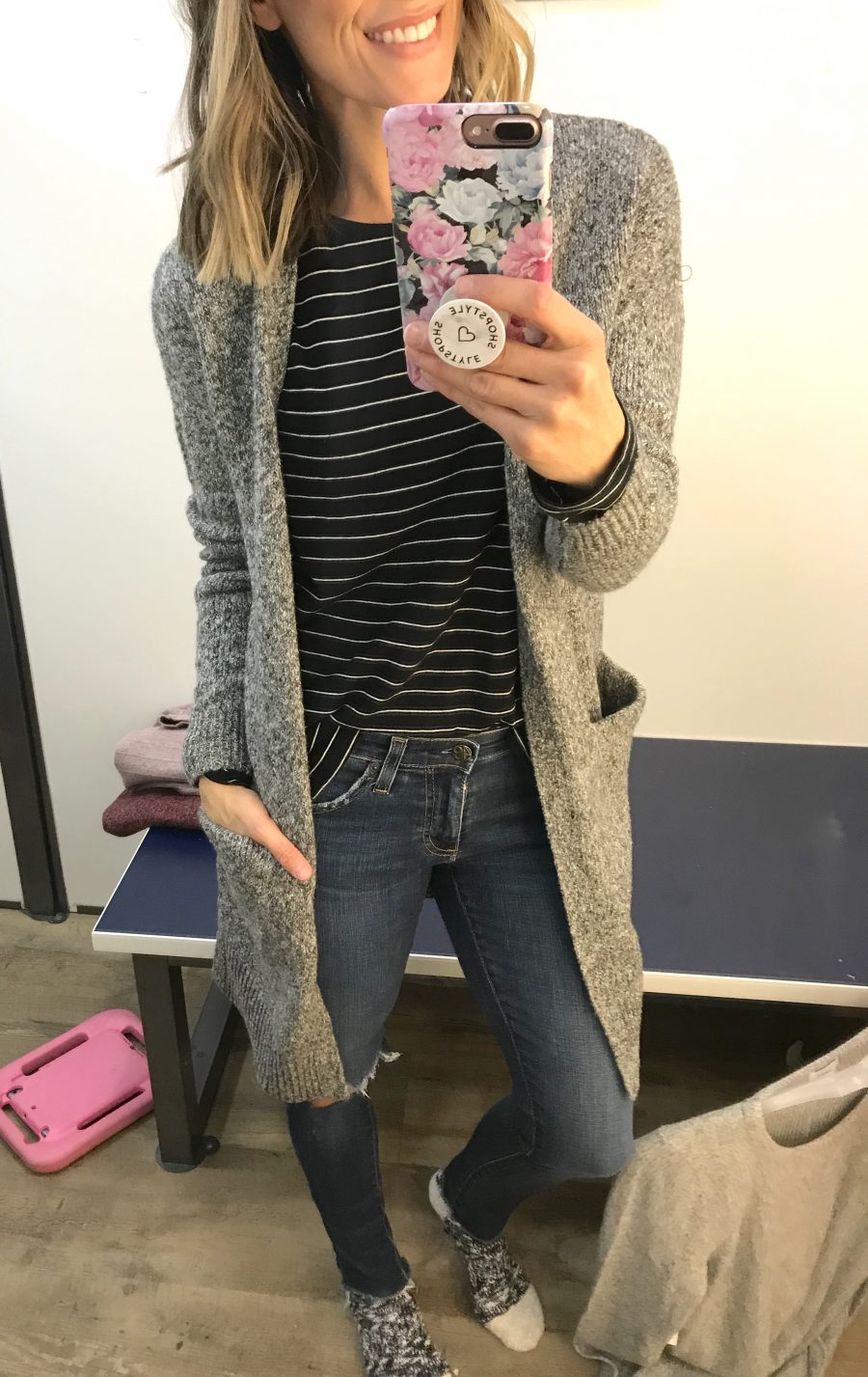 Long marled cardigan