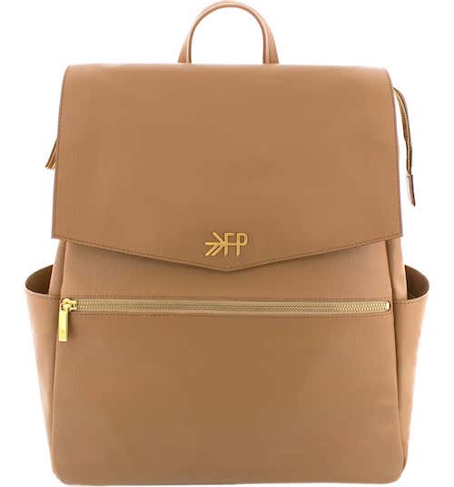 Brown leather baby backpack