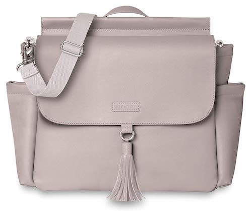 Grey vegan leather backpack