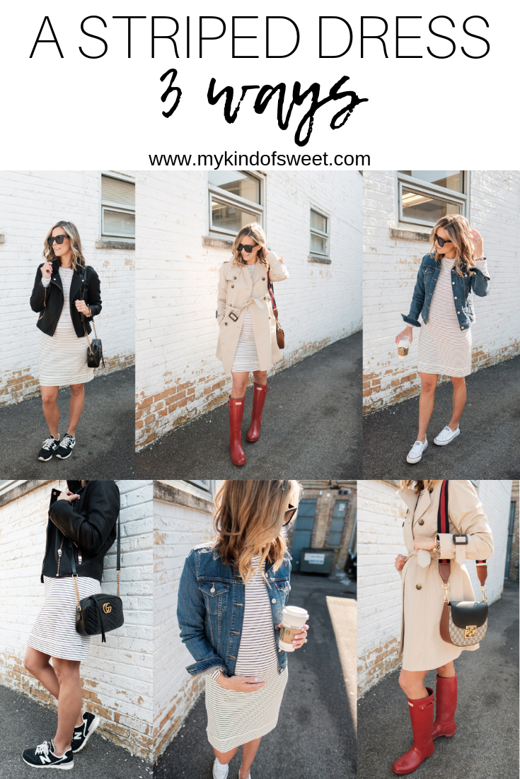 A striped dress 3 ways