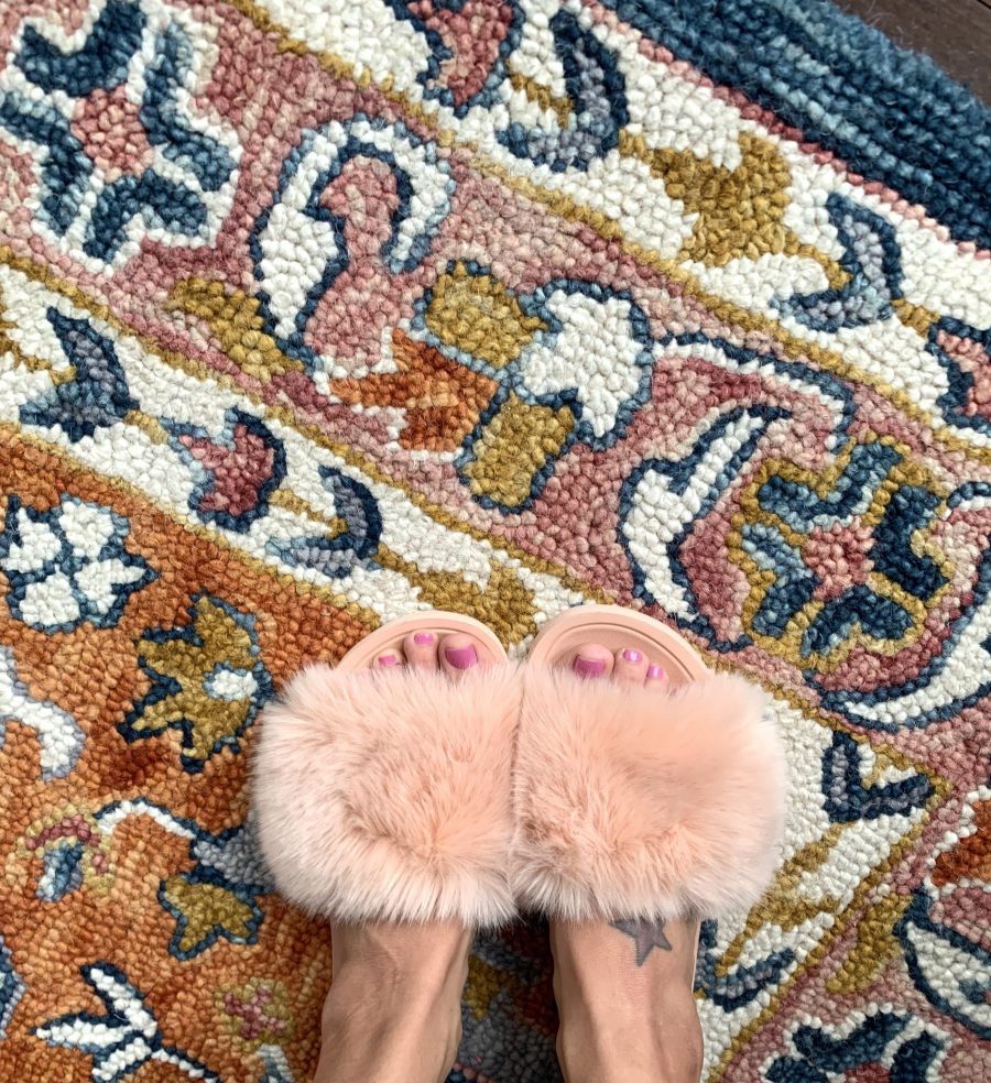 Fuzzy pink slides