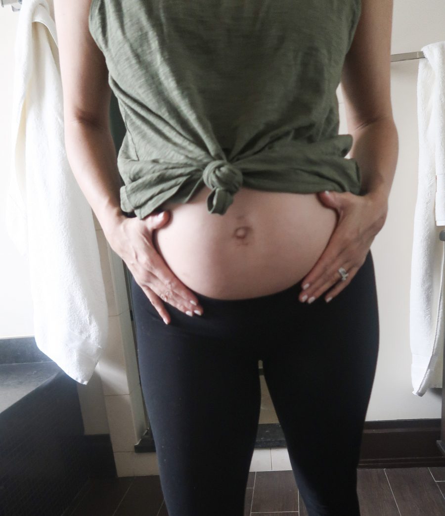 Exercise and gain a healthy amount of weight during pregnancy to avoid stretch marks