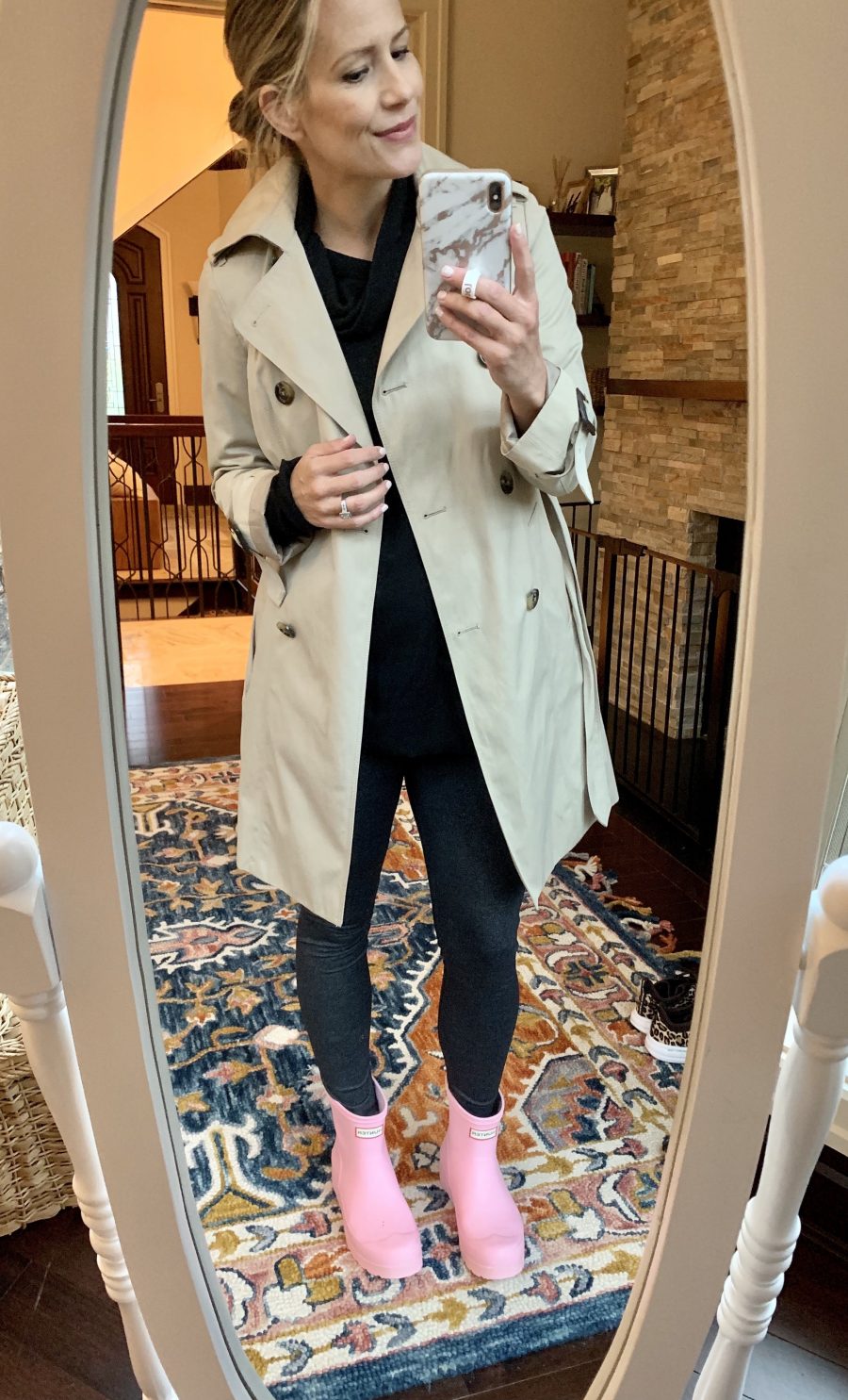#ootd round up, trench and rain boots