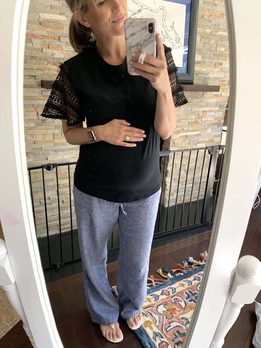 lace crochet bell sleeve top