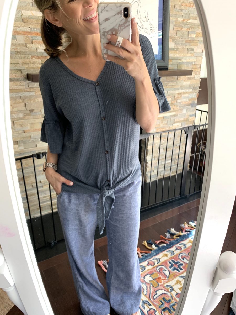 Pinkblush Maternity Haul, waffle knit tie front top