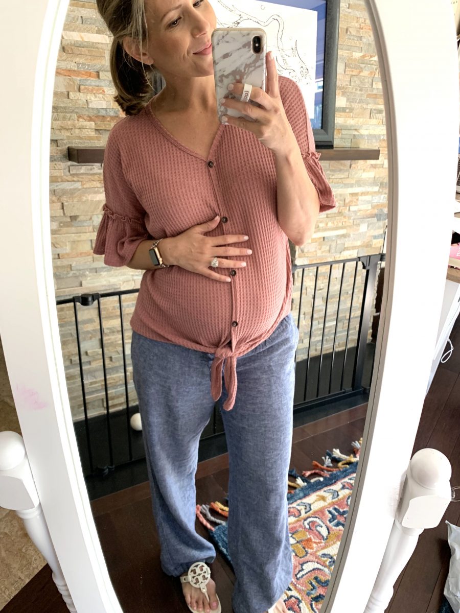 Pinkblush Maternity Haul, waffle knit tie front top