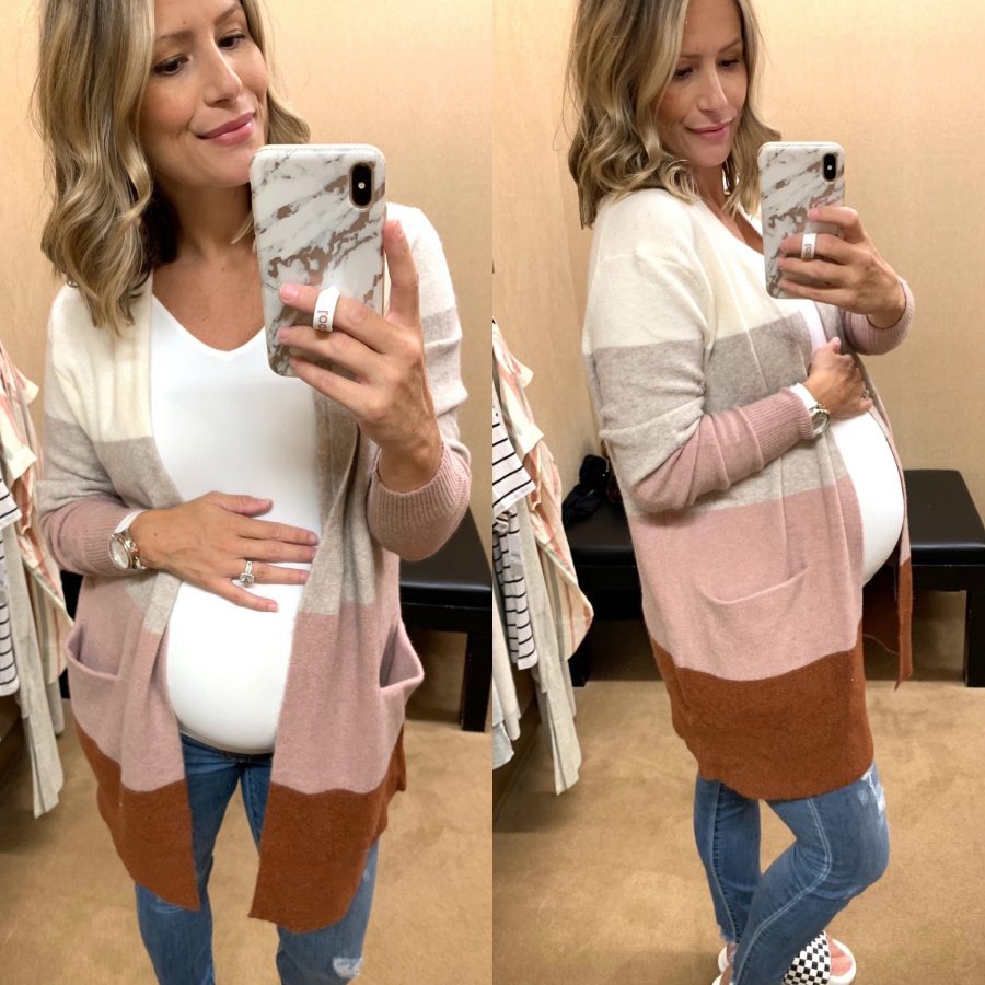 Try on haul, Madewell colorblock cardigan and seamless cami