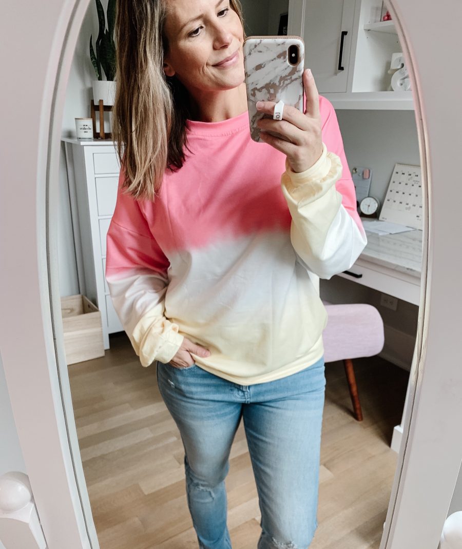 September Amazon Fashion Haul, tie dye sweatshirt