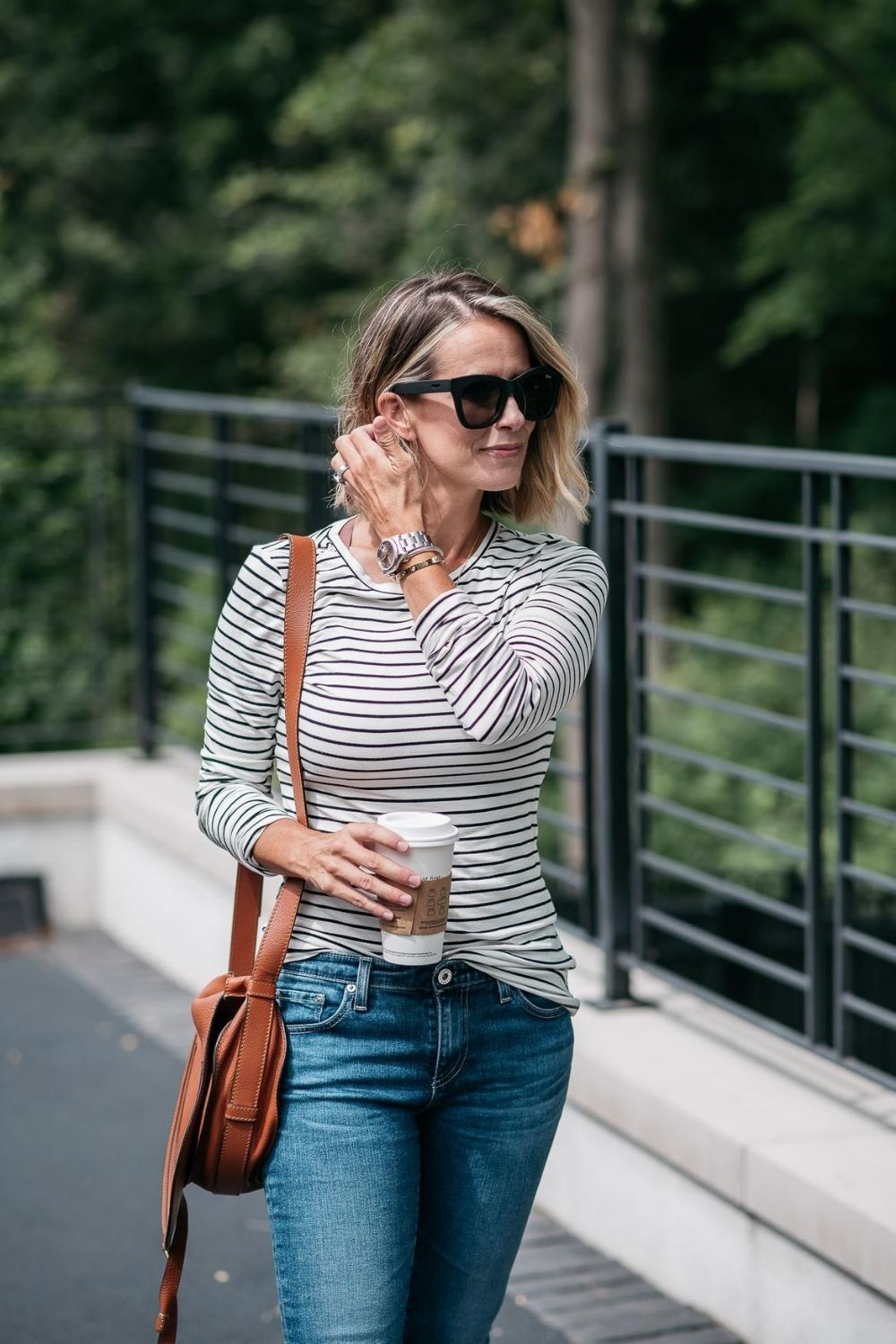 Fall basics--classic striped tee shirt and denim