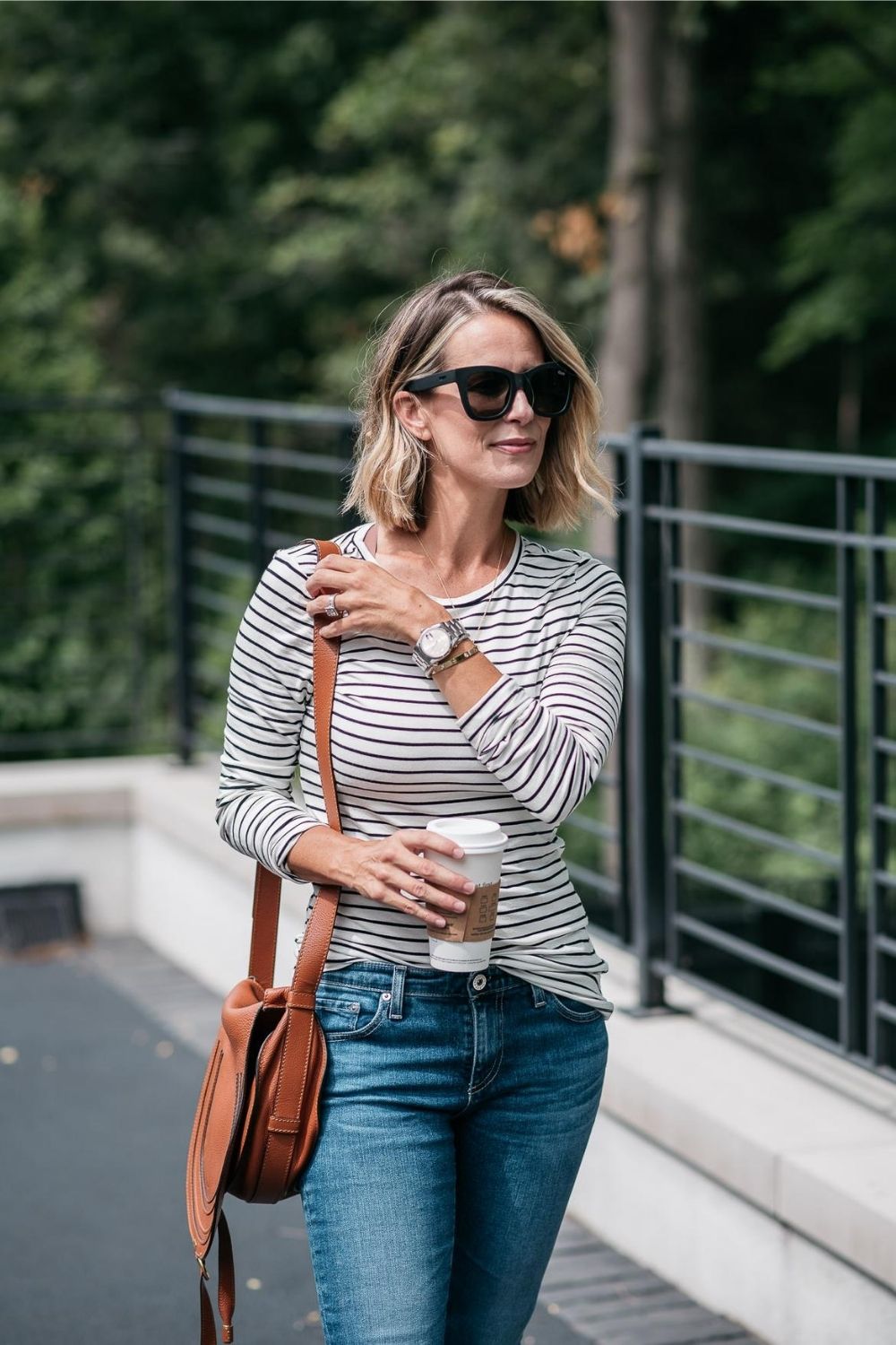 Fall basics--classic striped tee shirt and denim
