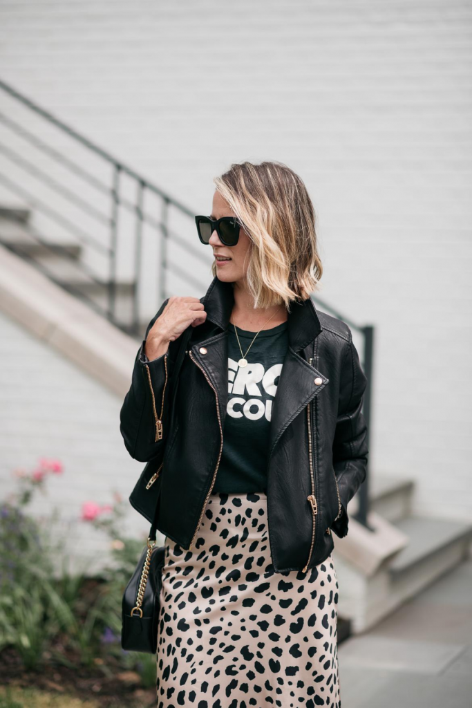 I'm sharing a classic leopard slip skirt and how I'm transitioning it from summer to fall with a classic tank, denim jacket, and accessories.