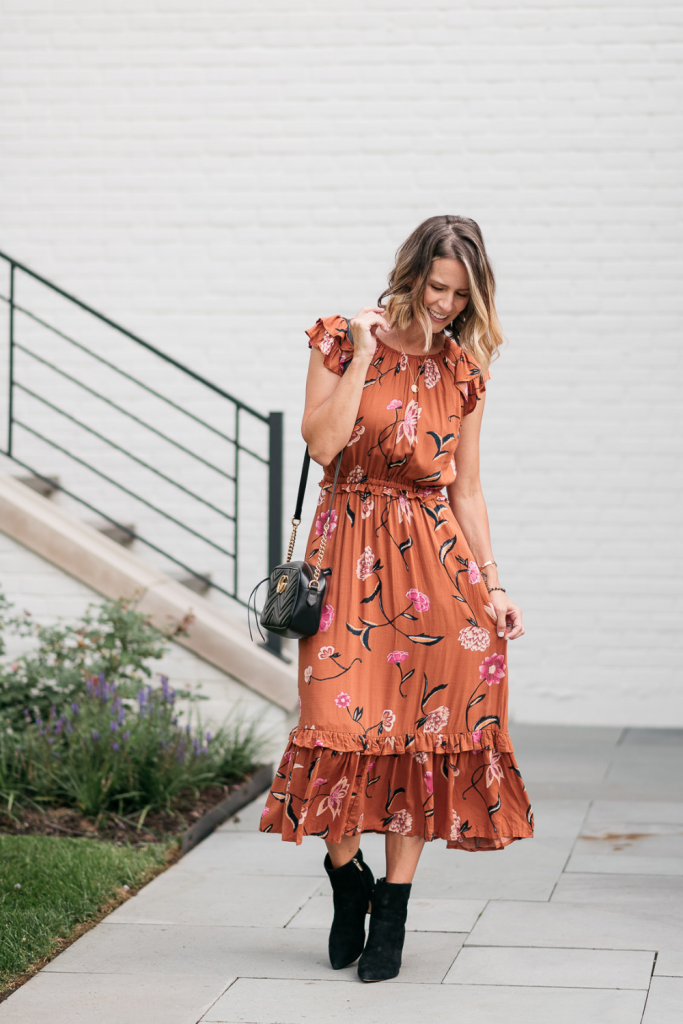 This floral maxi dress is SO pretty. It's less than $30 and comes in a few other colors/patterns. It's flattering and the details are so pretty.