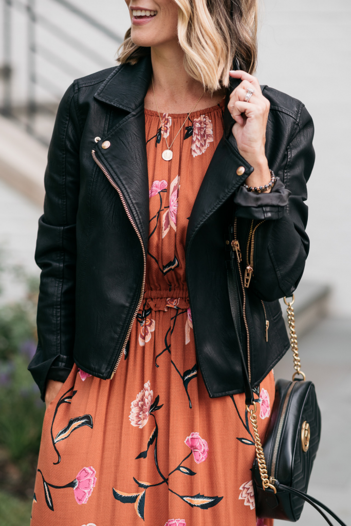 This floral maxi dress is SO pretty. It's less than $30 and comes in a few other colors/patterns. It's flattering and the details are so pretty.