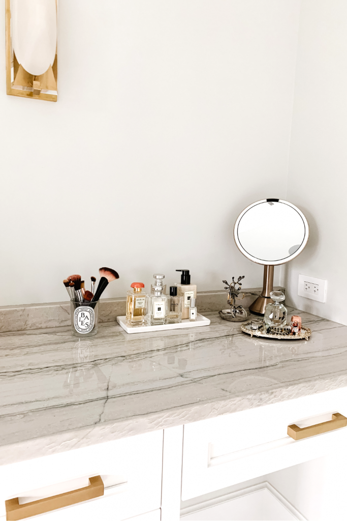 Today in the My Kind Of Sweet Home weekly series I'm sharing our Master Bathroom complete with white marble and gold accents. 