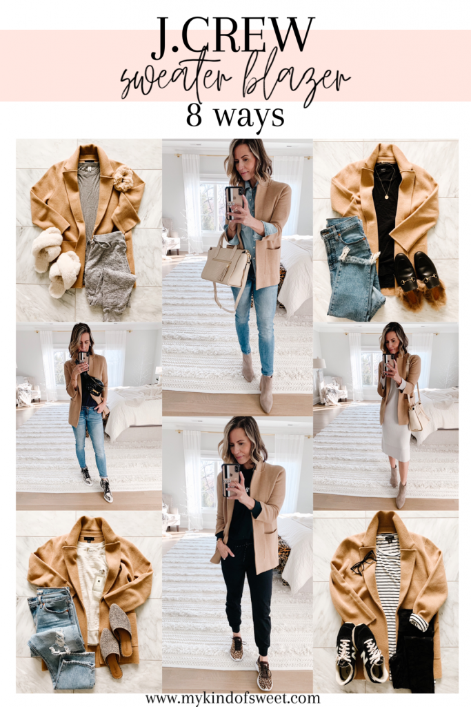 Today I'm sharing sharing 8 way to style one of my favorite recent finds: my J.Crew Sweater Blazer--It is so trendy and versatile.