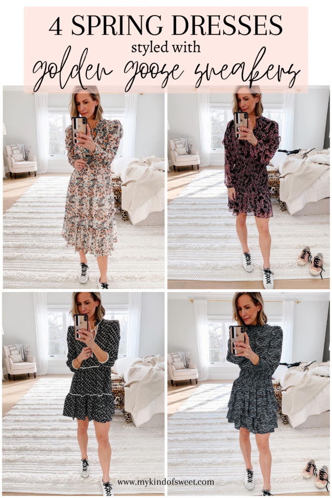 Taking a break from The Friday Five to bring you 4 spring dresses styled with Golden Goose sneakers for a local magazine photoshoot.