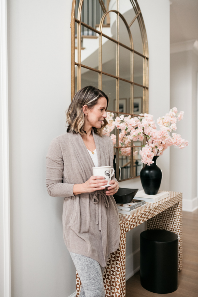 Now that our country is back to normal, I can return to sharing the things I love... like cherry blossoms and my Barefoot Dreams cardigan.