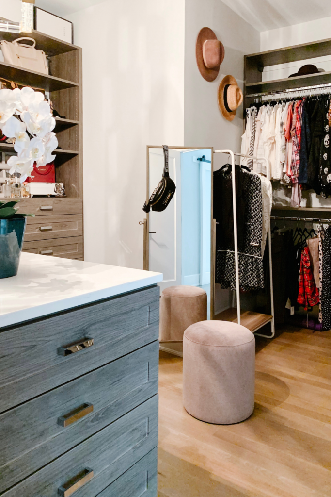 I'm giving a full closet tour complete with built in shelving, clothes storage, organization, shoe shelves, and hat storage.