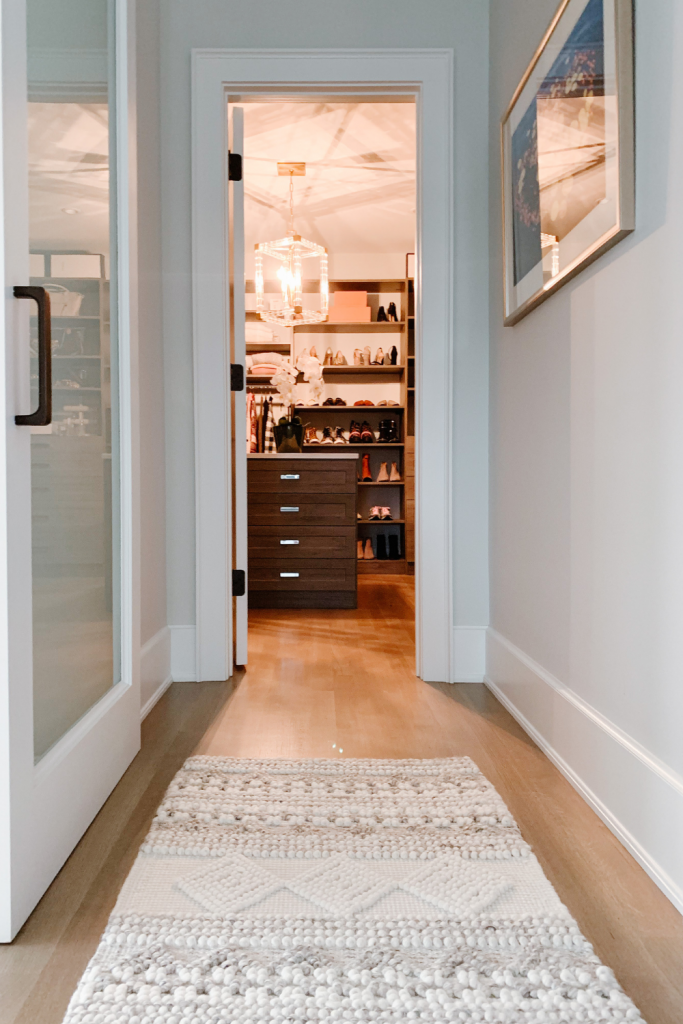 I'm giving a full closet tour complete with built in shelving, clothes storage, organization, shoe shelves, and hat storage.