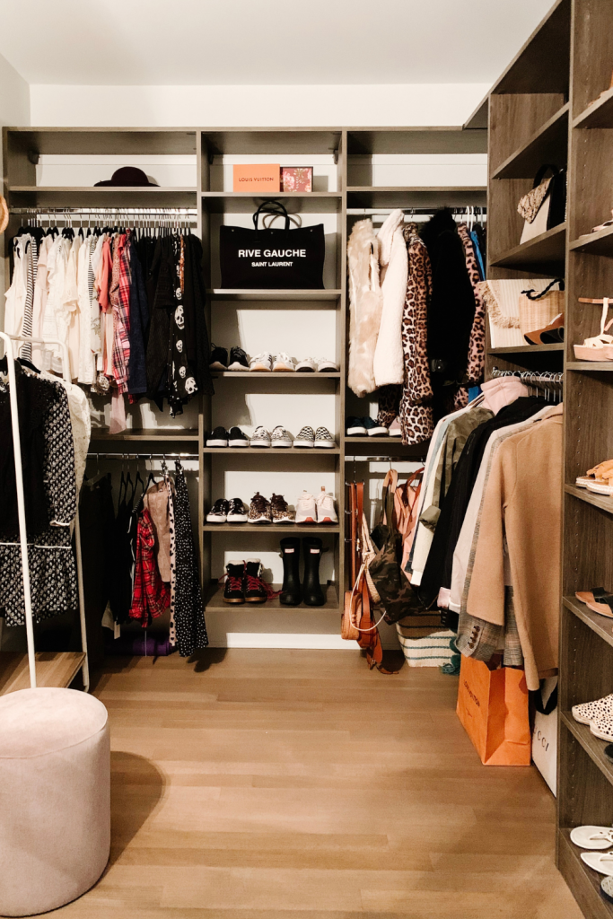 I'm giving a full closet tour complete with built in shelving, clothes storage, organization, shoe shelves, and hat storage.