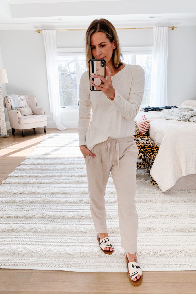 February best sellers: ruched sleeve tee shirt and lounge pants