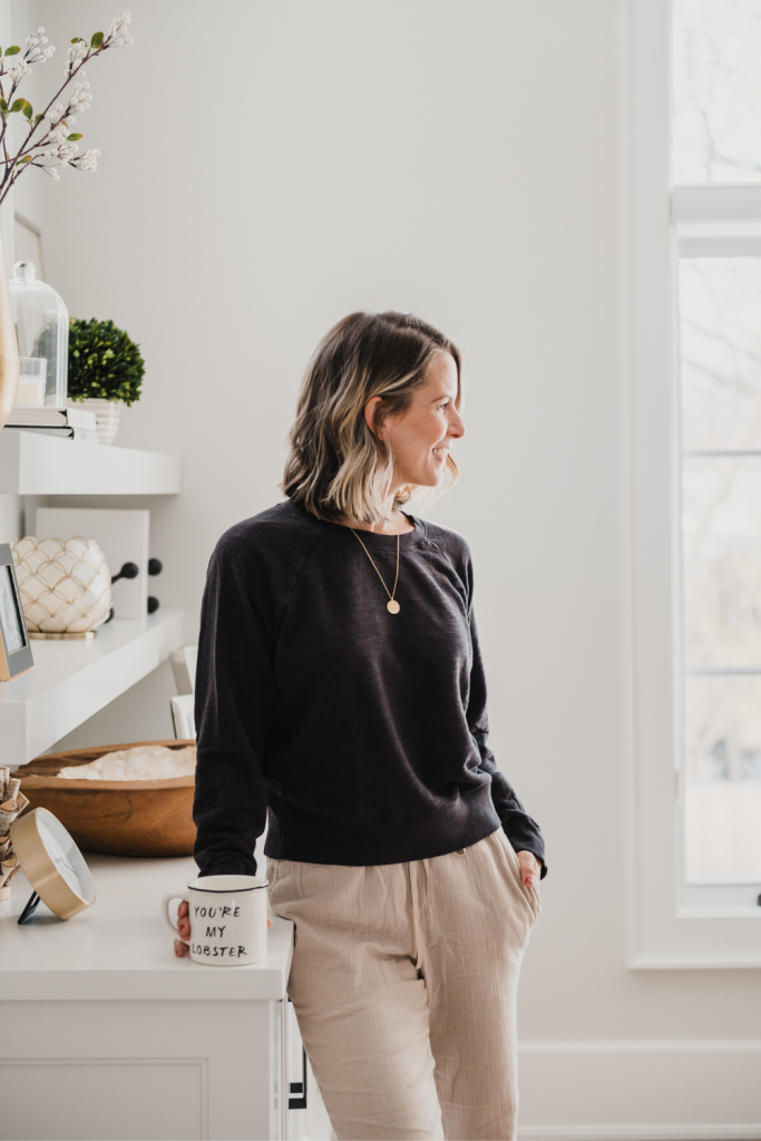 Two Loungewear Pieces You Need For Spring, J. Crew sweatshirt and Target lounge pants