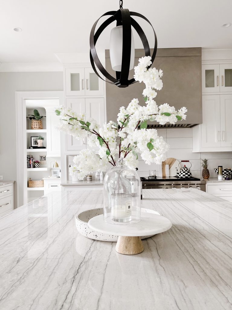 Kitchen island spring decor