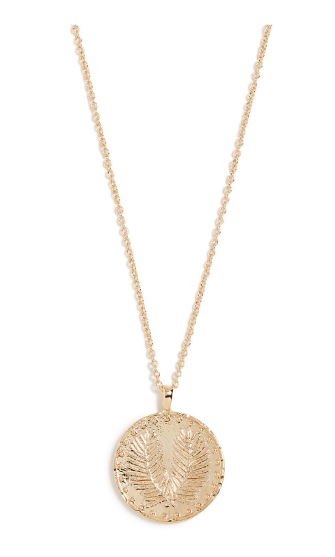 Summer capsule wardrobe, gold coin necklace