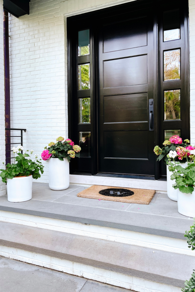 Front door, stained black