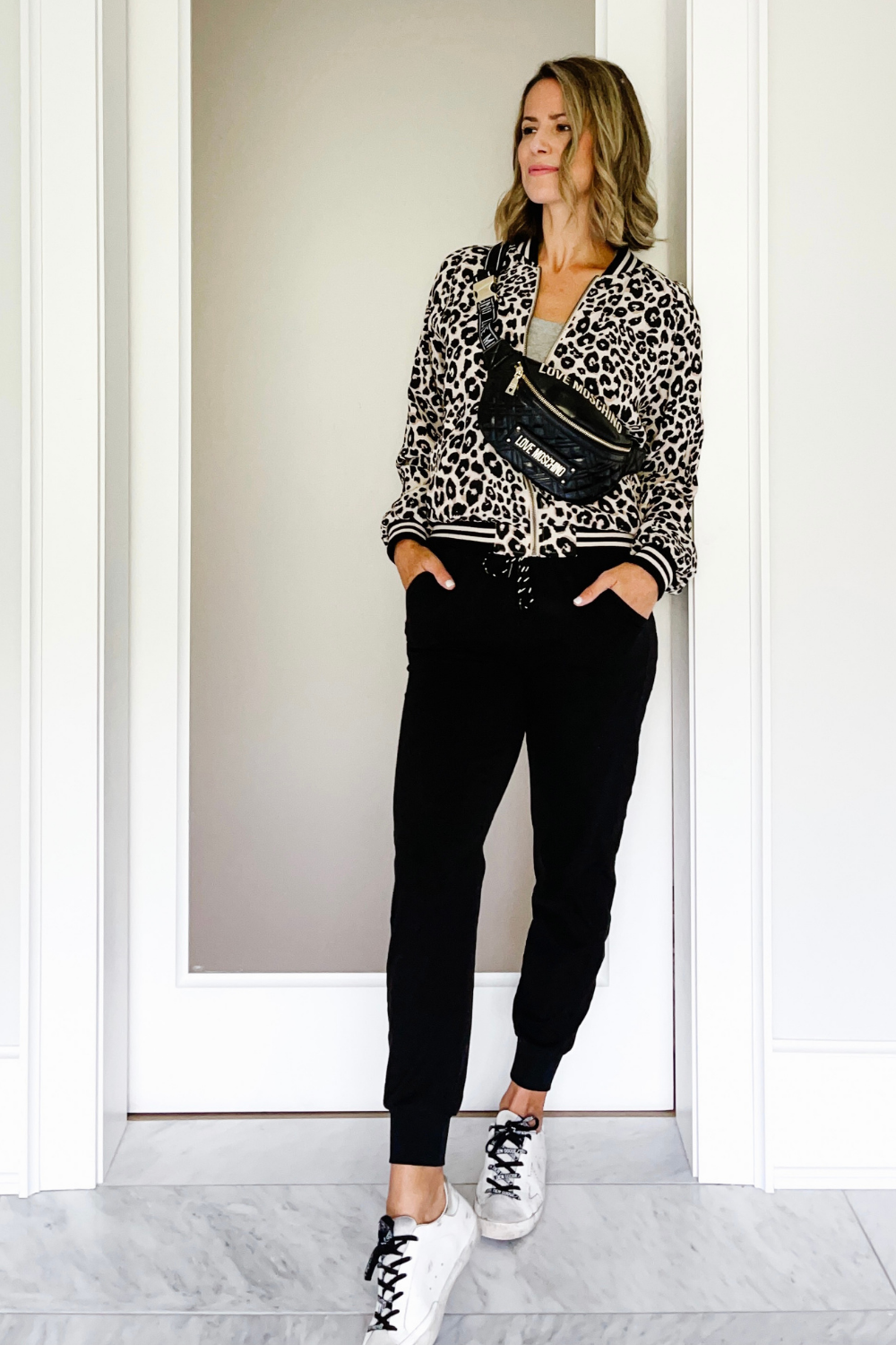 Summer to fall style: leopard bomber and joggers